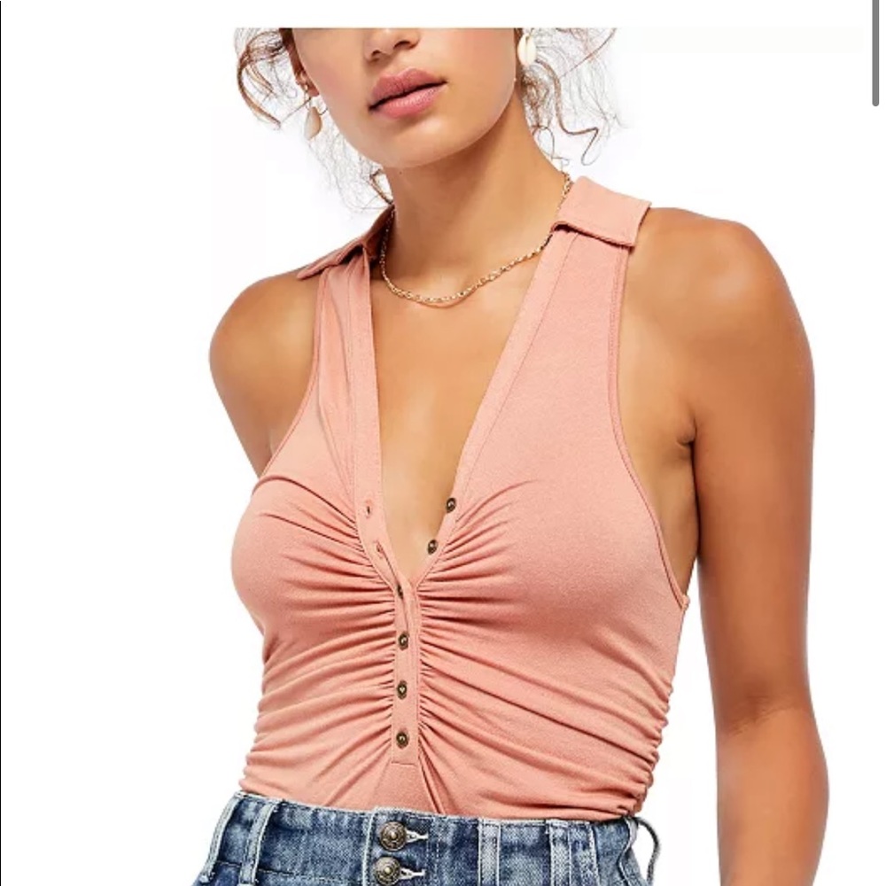 Free People Coco solid tank in Pink Cinnamon
